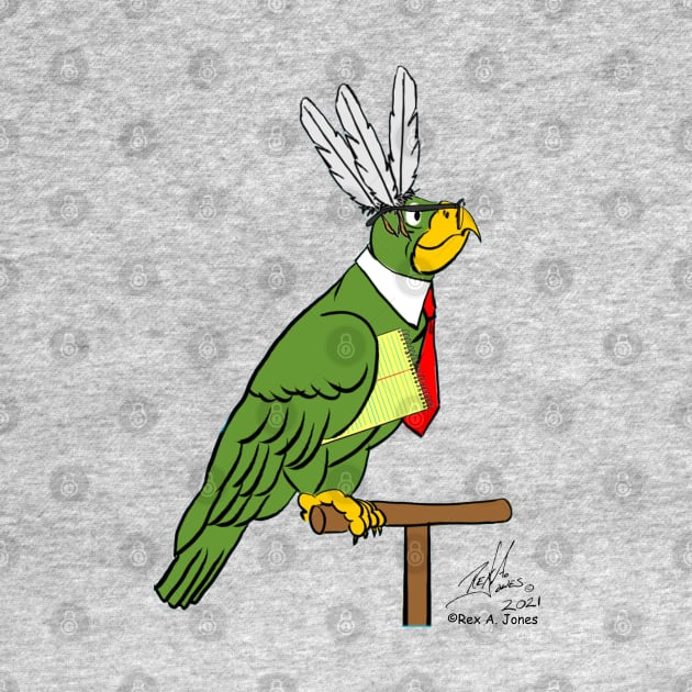 Oscar the Catoon Parrot as a Secretary Bird by Laughing Parrot